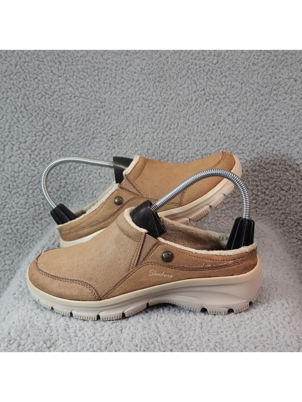 Skechers Relaxed Fit Clog Tan Faux Fur Memory Women sz 8